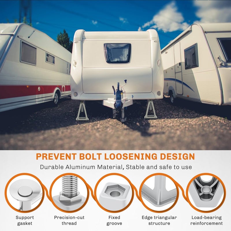 WELLUCK RV Stabilizers Jacks 4 Pack - Adjustable Screw Jack Stands for RV Camper Travel Trailer Leveling, Aluminum, Supports Up to 6000 Lbs - Image 4