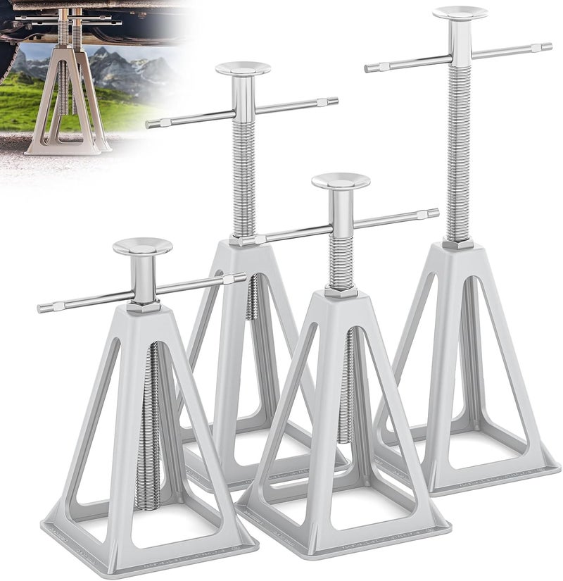 WELLUCK RV Stabilizers Jacks 4 Pack - Adjustable Screw Jack Stands for RV Camper Travel Trailer Leveling, Aluminum, Supports Up to 6000 Lbs - Image 1