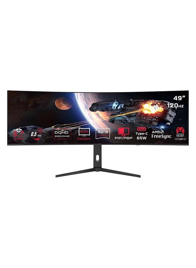 GAMEON 49 inch Curved Gaming Monitor, VA Display, DQHD Resolution, 120Hz Refresh Rate, 0.5ms (MPRT) Response Time, FreeSync, Adaptive Sync | GOC49DQHD120 Black Black - Image 1