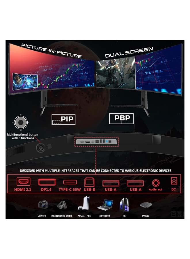 GAMEON 49 inch Curved Gaming Monitor, VA Display, DQHD Resolution, 120Hz Refresh Rate, 0.5ms (MPRT) Response Time, FreeSync, Adaptive Sync | GOC49DQHD120 Black Black - Image 4
