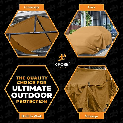 Xpose Safety Canvas Tarp 10oz Tan Canvas Tarps Heavy Duty Water Resistant with Brass Grommets Multipurpose Outdoor Tarpaulin for Camping Canopy Trailer Equipment Cover 5 x 7 - Image 3