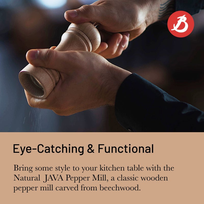 de Buyer JAVA Pepper Mill, Natural - 5.5” - Stainless Steel & Beechwood - Includes Knob to Adjust Grind Size - Corrosion Resistant - Made in France - Image 3