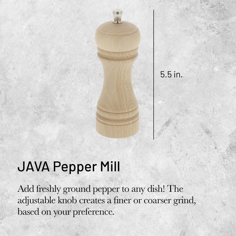 de Buyer JAVA Pepper Mill, Natural - 5.5” - Stainless Steel & Beechwood - Includes Knob to Adjust Grind Size - Corrosion Resistant - Made in France - Image 2