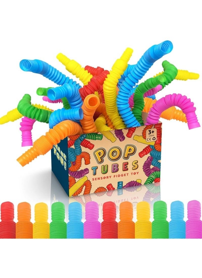 Zashe Pop Tubes - 8 Pack Large Sensory Fidget Toys for Kids, Expandable & Connectable Stress Relief Toy, Ideal for ADHD, Autism & Creative Play  - Image 2