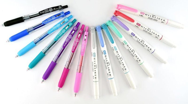 Zebra Pen Journaling Set, Includes 7 Mildliner Highlighters and 7 Sarasa Clip Retractable Gel Ink Pens, Assorted Colors, 14 Pack - Image 3