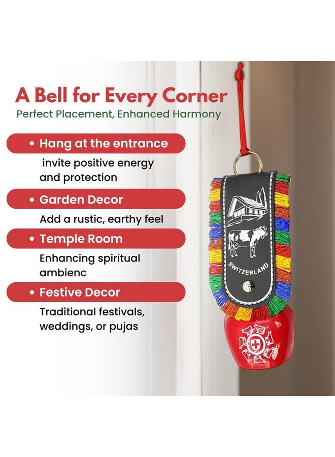 Plus Value Feng Shui Vastu Swiss Cow Bell Ddlj Main Door Hanging Home Office Religious Spiritual Wall Decor Products Switzerland Souvenirs Gifting (7 x 3.5 inch, Red) - Image 4