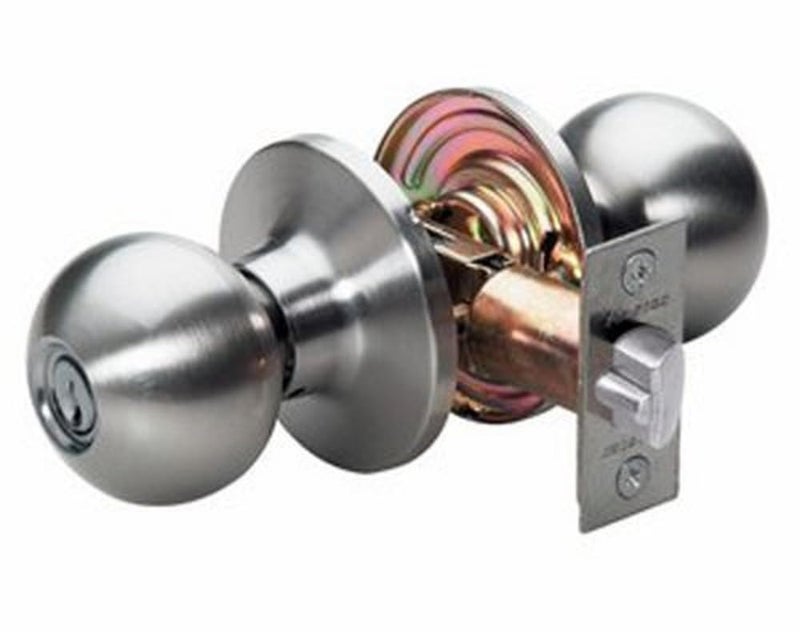Master Lock BAO0115 Ball Door Knob with Lock Satin Nickel
