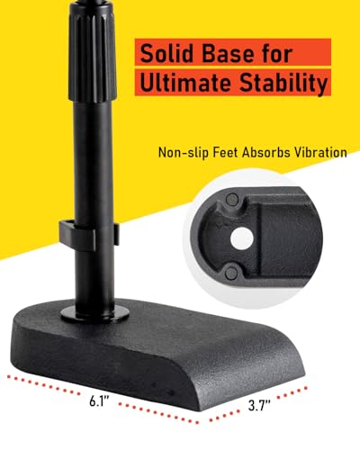 Stage Rocker Adjustable Low-profile Microphone Stand - Snare/Tom Bottom/Bass (Kick) Drum/Table Top, Adjustable Height, 15.75“ Telescoping Boom Arm, Clip-on cable holder, Powered by Hamilton (SR610111) - Image 5
