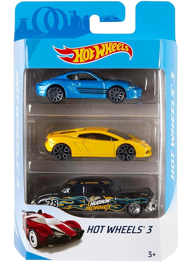 Hot Wheels 1 64 Scale Toy Race Cars Pick Up Trucks Rescue Vehicles Hot Rods And More 3 Pack Styles May Vary - Image 1