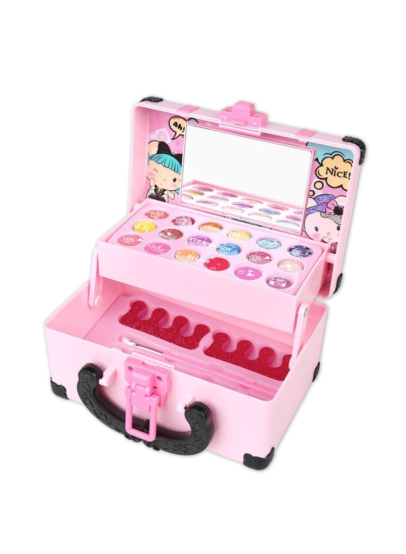 Kids Makeup Toy Kit for Girl, Washable Makeup Toys Set, Suitcase for Dress Up, Beauty Vanity Set with Cosmetic Case Birthday Toys for Girls 3 4 5 6 7 8 9 10 11 12 Year Old Kids  - Image 2