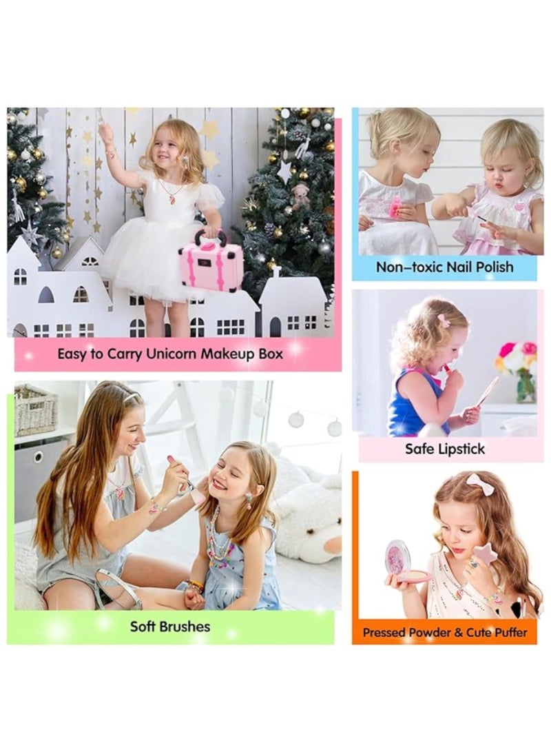 Kids Makeup Toy Kit for Girl, Washable Makeup Toys Set, Suitcase for Dress Up, Beauty Vanity Set with Cosmetic Case Birthday Toys for Girls 3 4 5 6 7 8 9 10 11 12 Year Old Kids  - Image 5