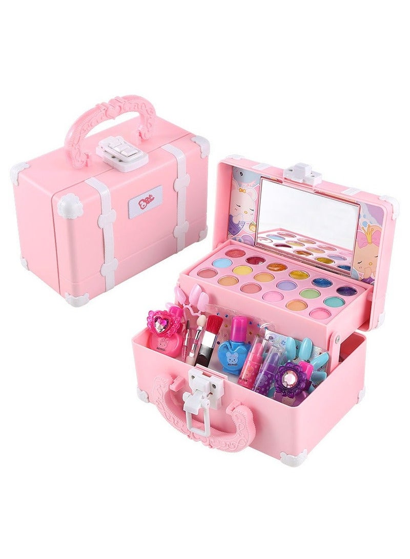 Kids Makeup Toy Kit for Girl, Washable Makeup Toys Set, Suitcase for Dress Up, Beauty Vanity Set with Cosmetic Case Birthday Toys for Girls 3 4 5 6 7 8 9 10 11 12 Year Old Kids - Image 1
