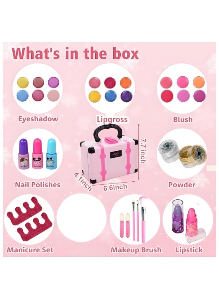 Kids Makeup Toy Kit for Girl, Washable Makeup Toys Set, Suitcase for Dress Up, Beauty Vanity Set with Cosmetic Case Birthday Toys for Girls 3 4 5 6 7 8 9 10 11 12 Year Old Kids - Image 5