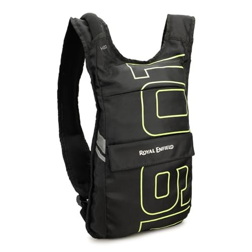 Royal Enfield Water Trail Backpack | Hydration Bag | Detachable 2L Hydration Pouch & Suction Pipe | Lightweight & Resilient 100% Polyester | Compact Design | Secure & Stable Strap| Free Size | Black - Image 1