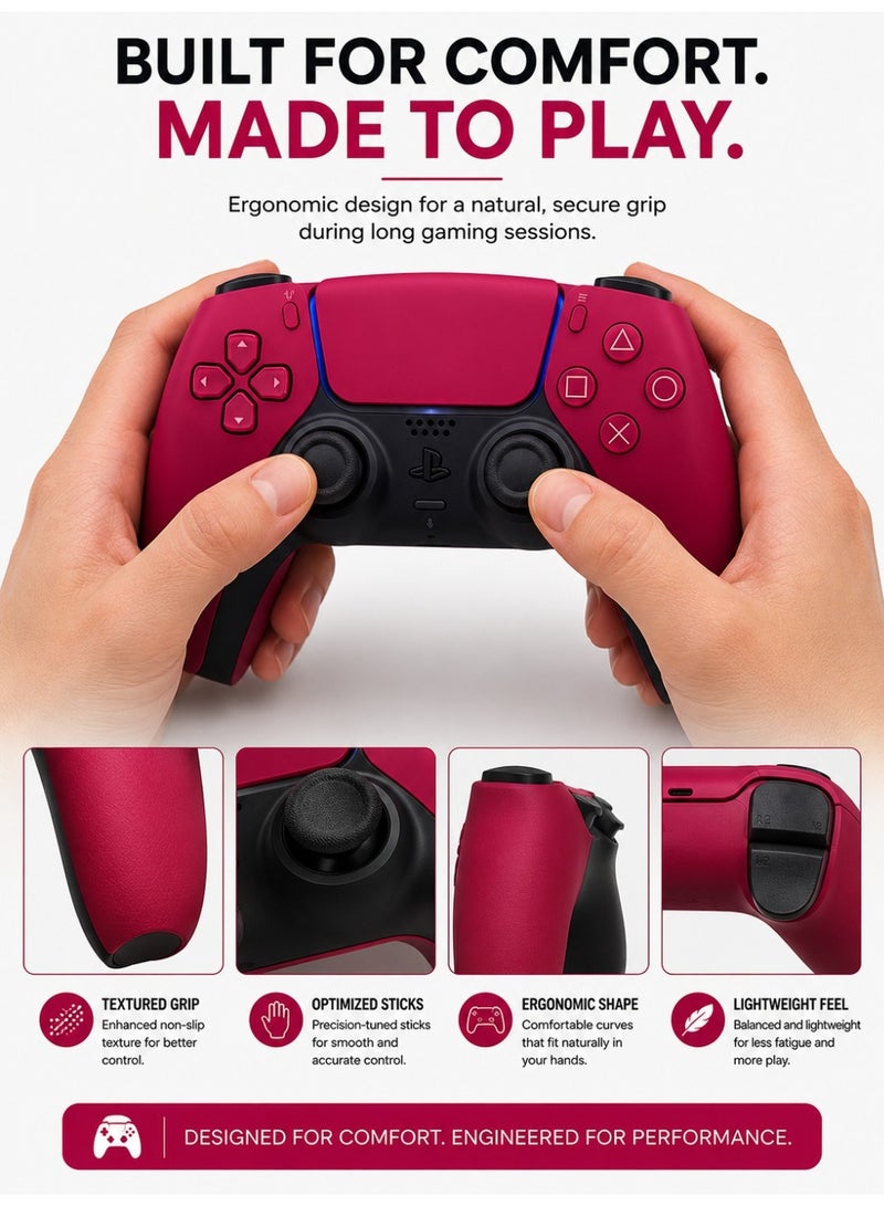 وحدة تحكم لاسلكية DualSense لجهاز PlayStation 5 – أحمر بركاني، مشغلات تكيفية، ردود فعل لمسية، ميكروفون مدمج، شحن USB-C - Image 4