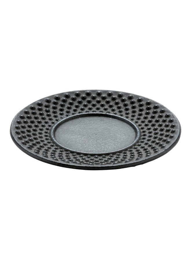 Restaurantware 3.75 Inch Saucers For Tea Cups, 2 Round Saucers For Traditional Japanese Tea Cups - Hobnail Design, Won't Break, Black Cast Iron Saucers For Small Tea Cups, Heat-Resistant, - Image 1