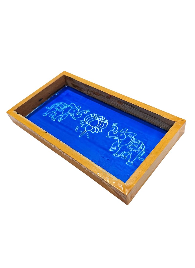 anciently Anciently Elephant with Lotus Rangoli Stencil Wooden, Rangoli Sacha Wooden, 1 Piece (9x5 Inches)  - Image 1