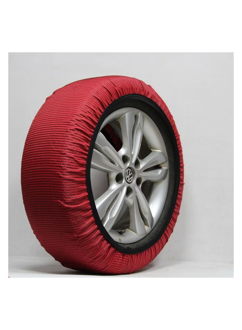 Auto Snow Socks for Tires, Emergency Snow Traction for Vehicles Safe Travel on Ice, Frost, Snow, Extra Durable Snow Chains Equivalent Tire Chain Alternative Tire Socks Active Series in red(SIZE XXL) - Image 1