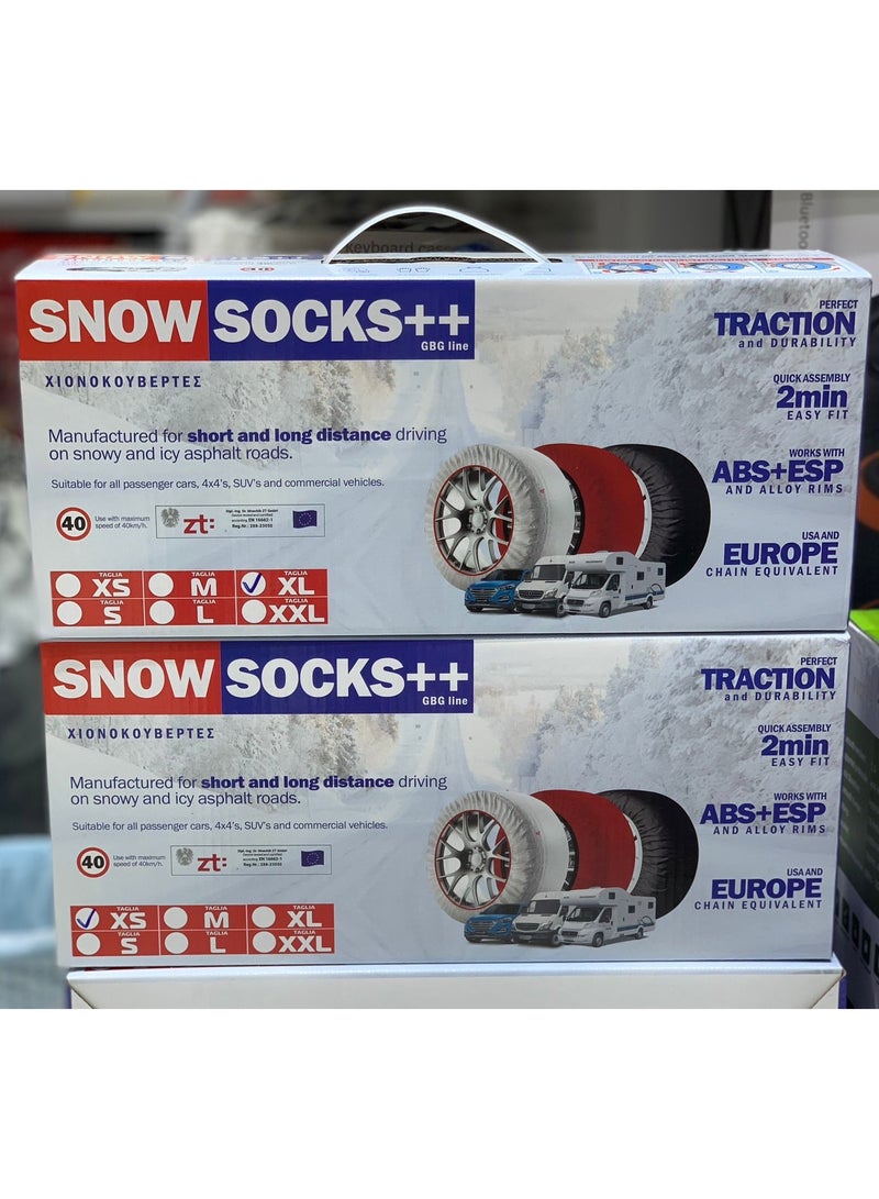 Auto Snow Socks for Tires, Emergency Snow Traction for Vehicles Safe Travel on Ice, Frost, Snow, Extra Durable Snow Chains Equivalent Tire Chain Alternative Tire Socks Active Series in red(SIZE XXL) - Image 2