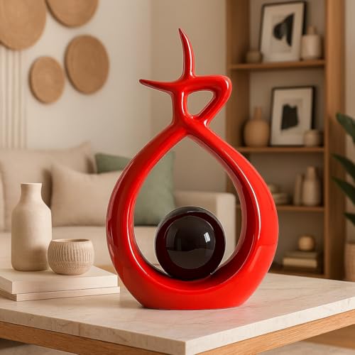 Xtore Ceramic Spiral Design Statue Home Decoration (Pack of 1, RED & Black) - Image 2