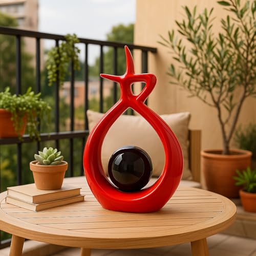Xtore Ceramic Spiral Design Statue Home Decoration (Pack of 1, RED & Black) - Image 1