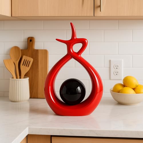Xtore Ceramic Spiral Design Statue Home Decoration (Pack of 1, RED & Black) - Image 5