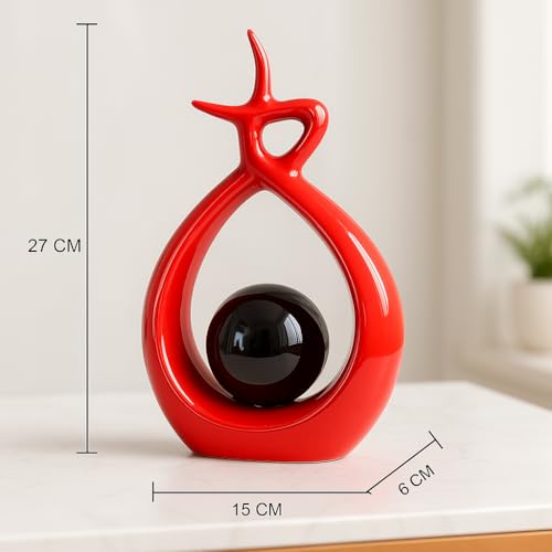 Xtore Ceramic Spiral Design Statue Home Decoration (Pack of 1, RED & Black) - Image 4