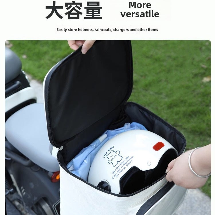Electric Car Waterproof Rear Backrest Hanging Bag Battery Car Emmayadi Storage Bag Car Gods Storage Bag Large Capacity(Back hanging bag milky white) - Image 3