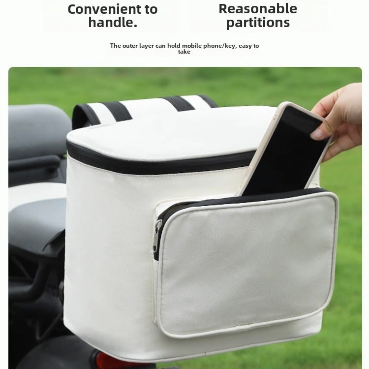 Electric Car Waterproof Rear Backrest Hanging Bag Battery Car Emmayadi Storage Bag Car Gods Storage Bag Large Capacity(Back hanging bag milky white) - Image 4