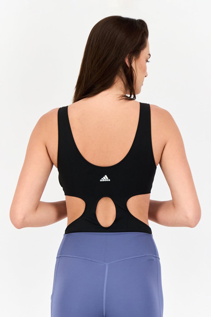 Adidas بدلة تدريب بلا أكمام للنساء، سوداء - Image 2