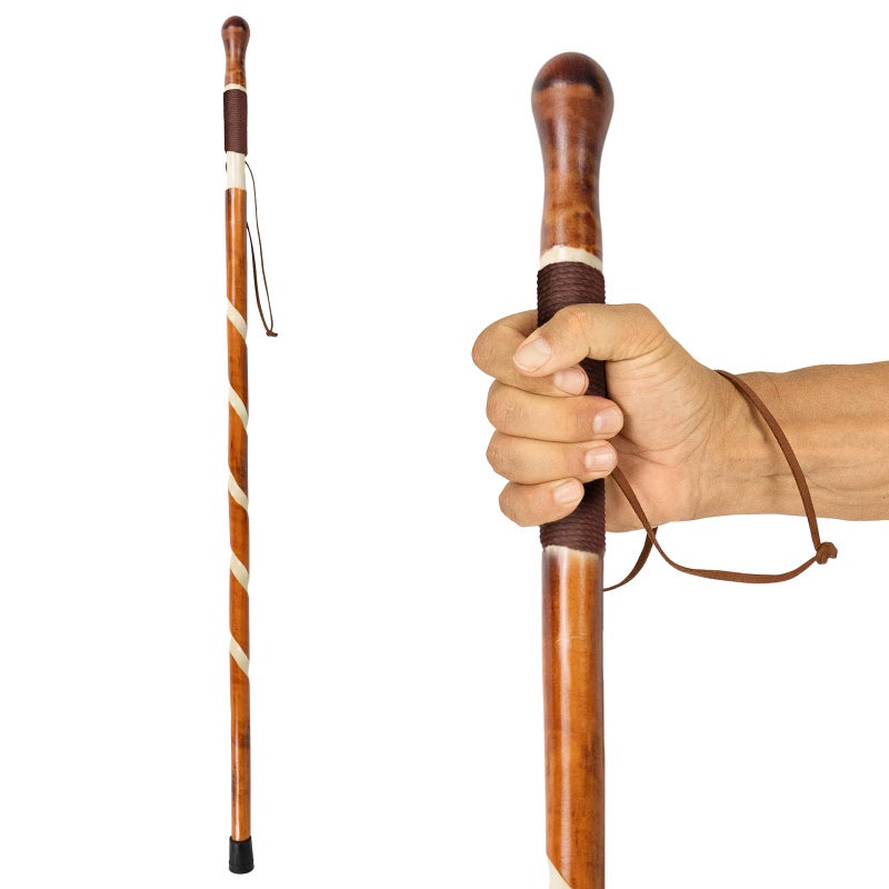 Vive Wooden Walking Stick - (55") Willow Cane for Seniors Hiking & Balance - Heavy Duty Carved Twisted Wood Sticks for Men & Women - Stylish Support Pole for Outdoor Trekking & Weight Bearing - Image 1