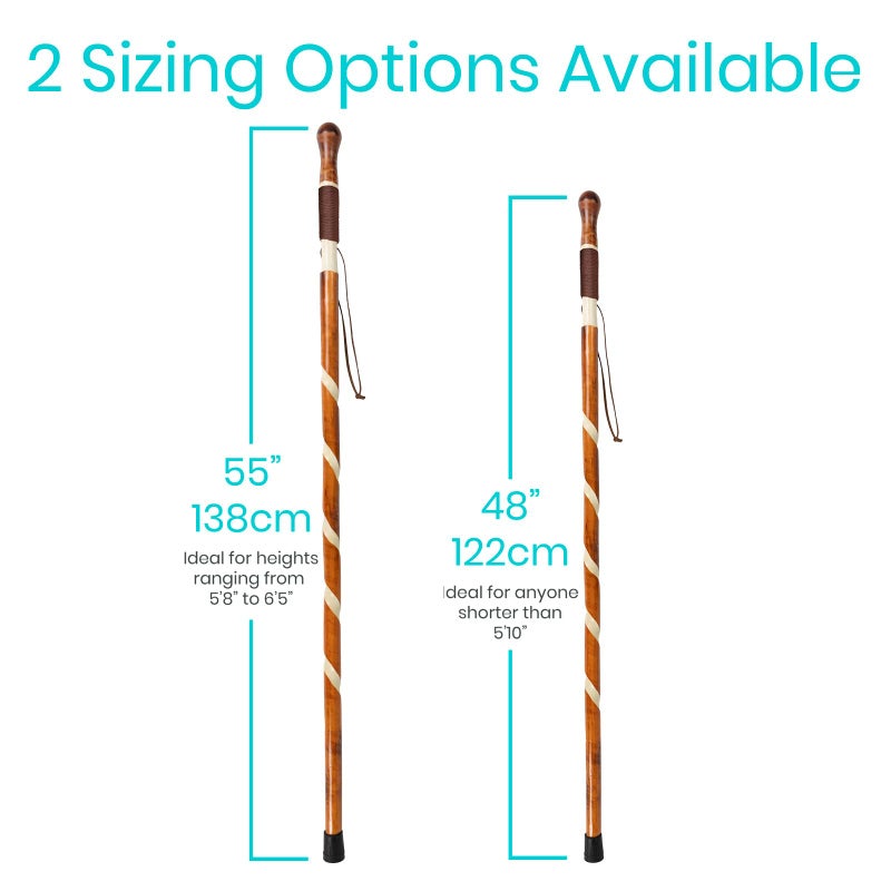 Vive Wooden Walking Stick - (55") Willow Cane for Seniors Hiking & Balance - Heavy Duty Carved Twisted Wood Sticks for Men & Women - Stylish Support Pole for Outdoor Trekking & Weight Bearing - Image 4