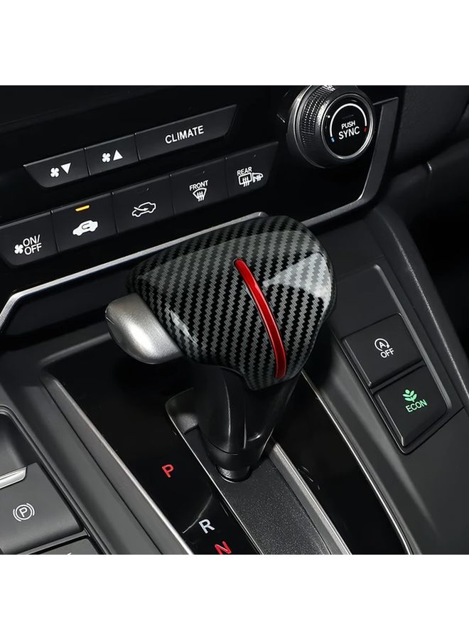 ABS Carbon Fiber Car Gear Shift Knob Cover Decal for Honda CRV 2017 2022 Black Red Line - Image 4