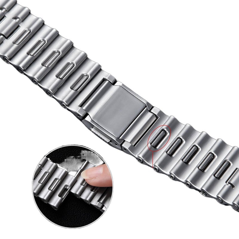 AD Titanium Grey Stainless Steel Link Smartwatch Band Compatible with Samsung Galaxy Watch 8 Classic with Adjustable Fit Replacement Strap for Daily Wear - Image 2