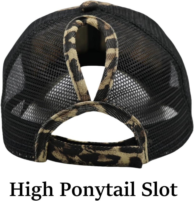 ProMindFun Womens Pony Hat High Ponytail Baseball Cap Girls Messy Bun Caps Camouflage Trucker Bad Hair Day Adjustable Dad Hat - Image 3
