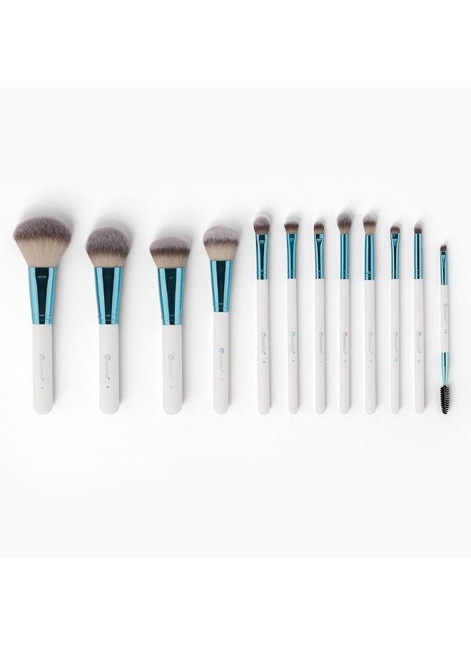 BH Cosmetics - Poolside Chic 12 Piece Brush Set Premium Cosmetic Makeup Brush Set For Foundation Blending Blush Concealer Eye Shadow; Crueltyfree Synthetic Fiber Bristles; Travel Makeup Bag Included; Champagne - Image 1