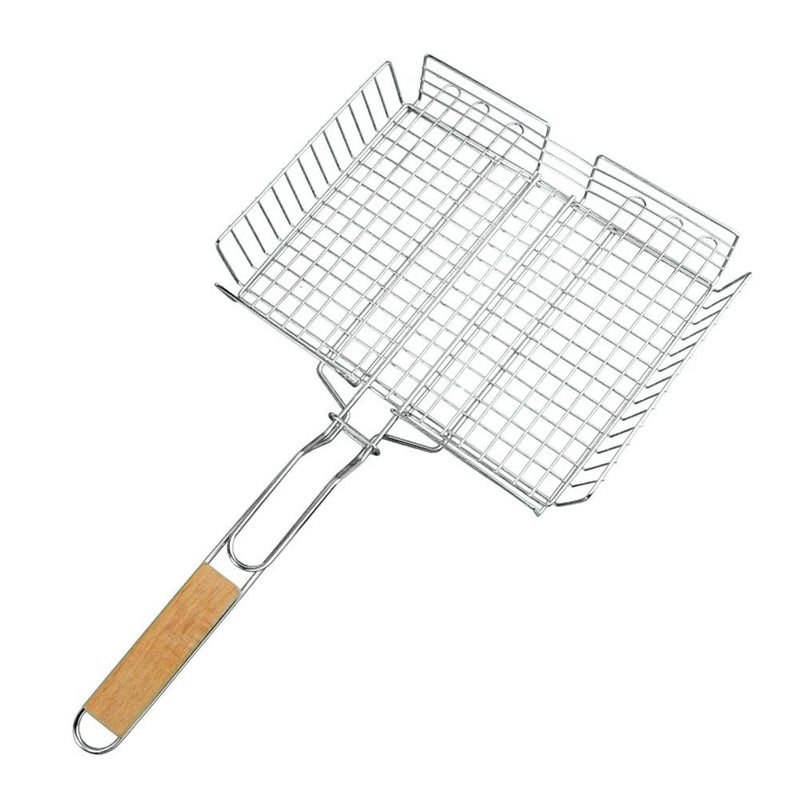 COSKIRA COSKIRA Non Stick Portable Stainless Steel BBQ Grill Basket Barbecue Grill Portable Folding Charcoal Camping Outdoor Garden splint barbecue Portable Grilled Meat Fish Food Vegetables Stainless Steel_ - Image 1