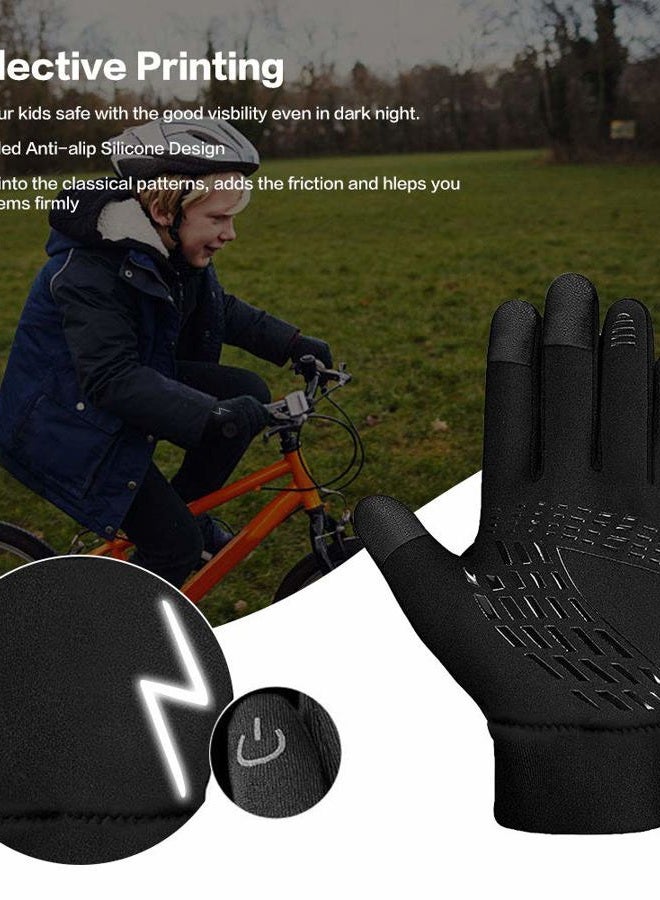 YukiniYa Kids Winter Gloves Back Water Repellent Touchscreen Warm Fleece Anti-Slip for Boys Girls 3-15 Years - Image 5