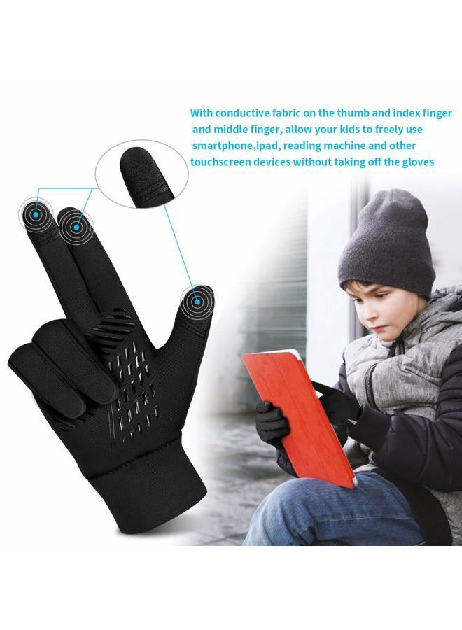 YukiniYa Kids Winter Gloves Back Water Repellent Touchscreen Warm Fleece Anti-Slip for Boys Girls 3-15 Years - Image 4