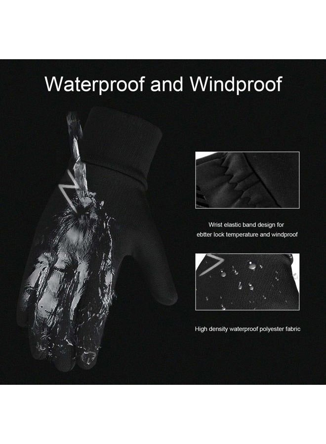 YukiniYa Kids Winter Gloves Back Water Repellent Touchscreen Warm Fleece Anti-Slip for Boys Girls 3-15 Years - Image 2