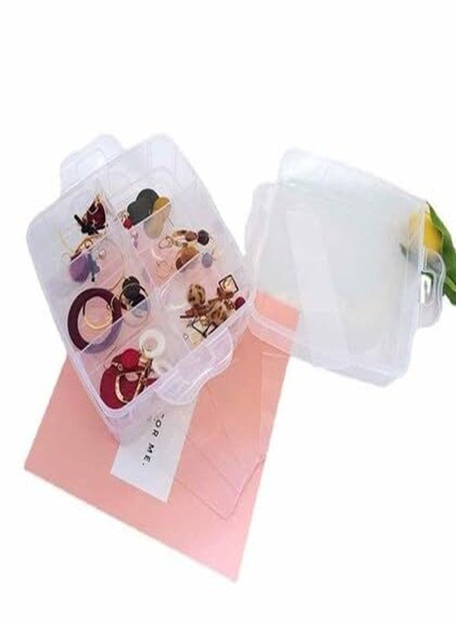 PUHBRHY Jewellery Organisers Plastic 2 layer 12 Grid Square Portable Transparent Storage Detachable Box Organizer Case for jewelry sewing button earrings Hair (12 Grid- White) - Image 4