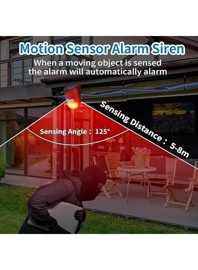 FDTY Solar Sound  Light Alarm Motion Sensor 110 Decibels Siren Sound Alert  6LEDs Flash Warning Strobe Security Alarm System for Farm Villa - Image 3