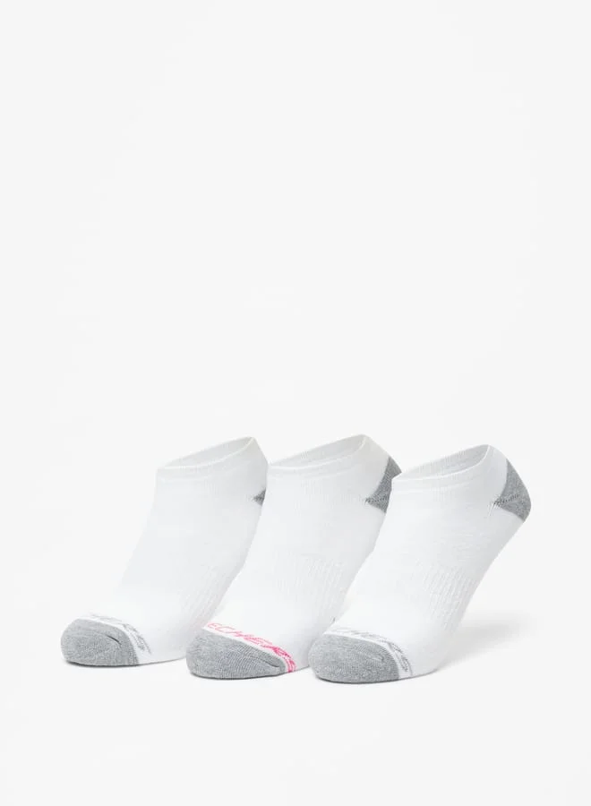 سكيتشرز جوارب نسائية بطول الكاحل بطبعة شعار - مجموعة من  قطع