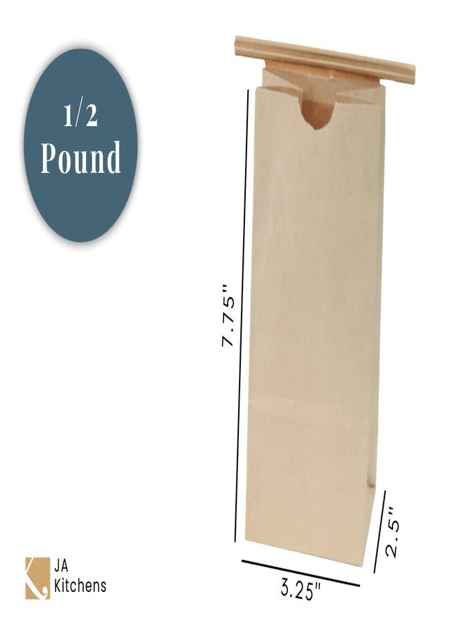 JA Kitchens 1/2 Pound Kraft Coffee Bags - 50 Count - Brown - Image 3