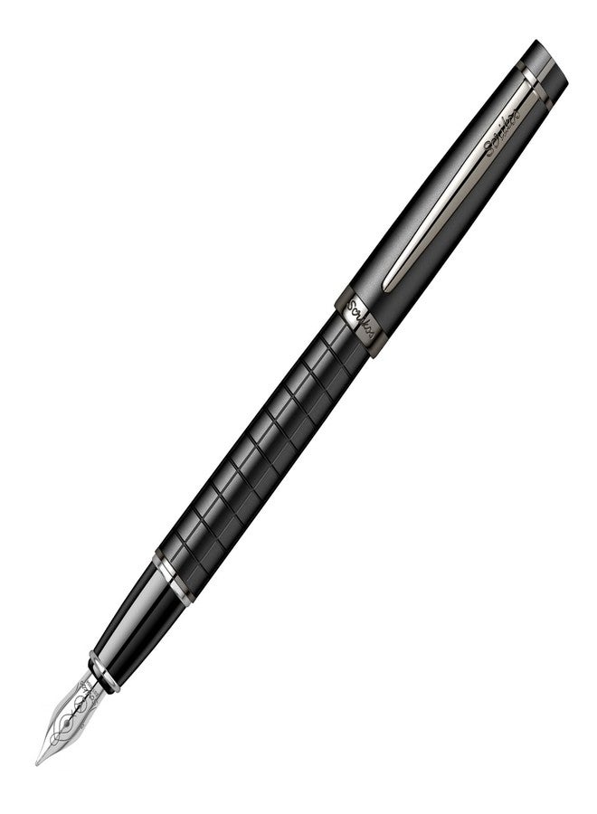 Scrikss Brass Medium Nib Fountain Ink Pen with Converter Matt Black Inkpen Honour 38 Series Premium Metal Pen for Writing - Image 2
