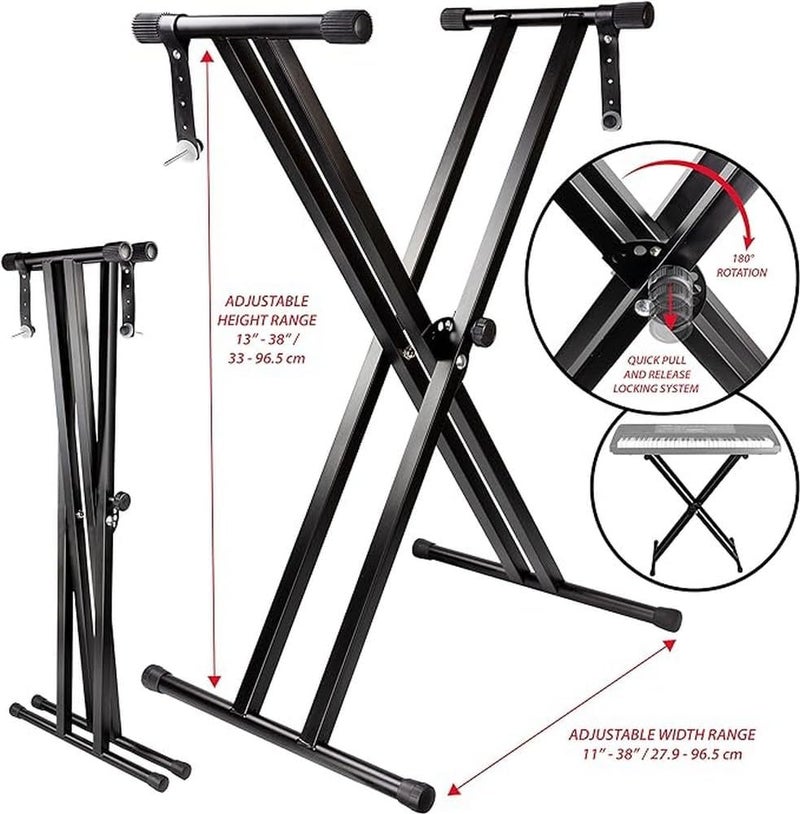 RockJam Adjustable Keyboard Stand with Locking Straps & Quick Release Mechanism - Image 2