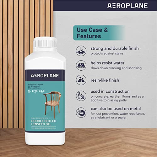 Aeroplane - Double Boiled Linseed Oil - Used for Wood Finishing & Restoration, Sports Equipment, Wall Base Coat & Putty, Tools & Hardware - Natural Wood Varnish (250 ML) - Image 3