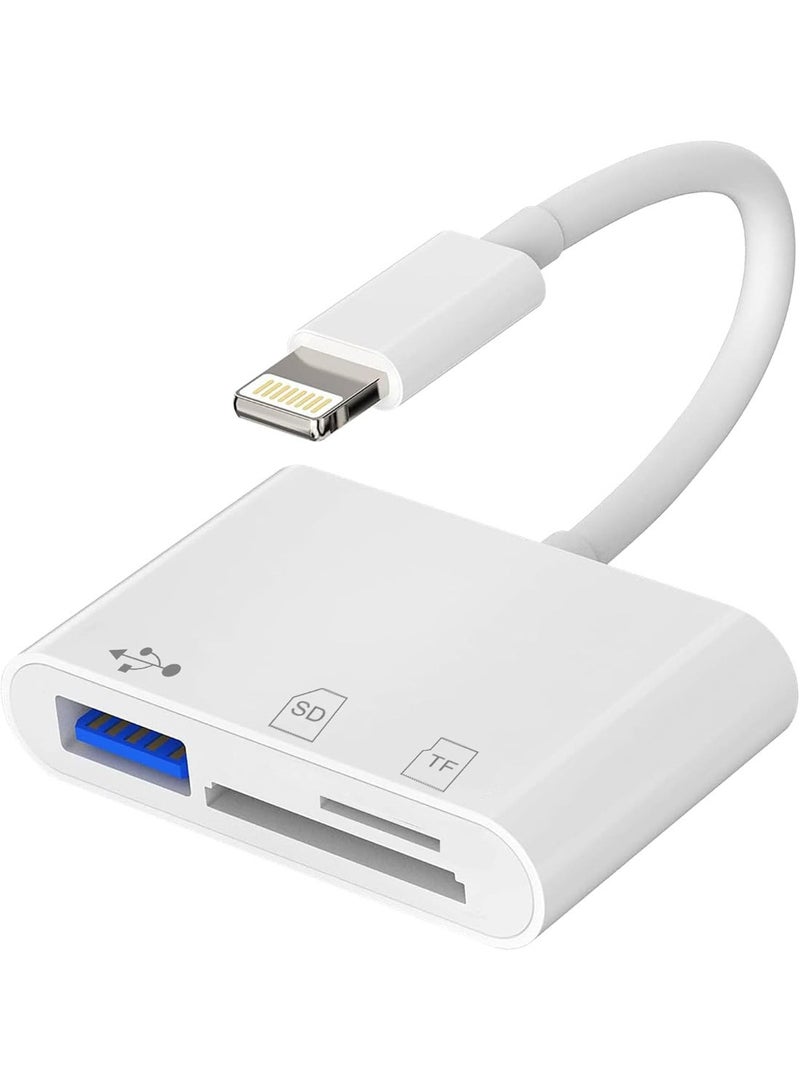 Generic valueable 1 SD Card Reader for iPhone iPad Camera, Dual Card Slot Memory Card Reader Supports SD and TF Card Trail Camera Viewer Sd Card Adapter, 3 in 1 Lightning to USB Camera Memory Card Reader Adapter - Image 1