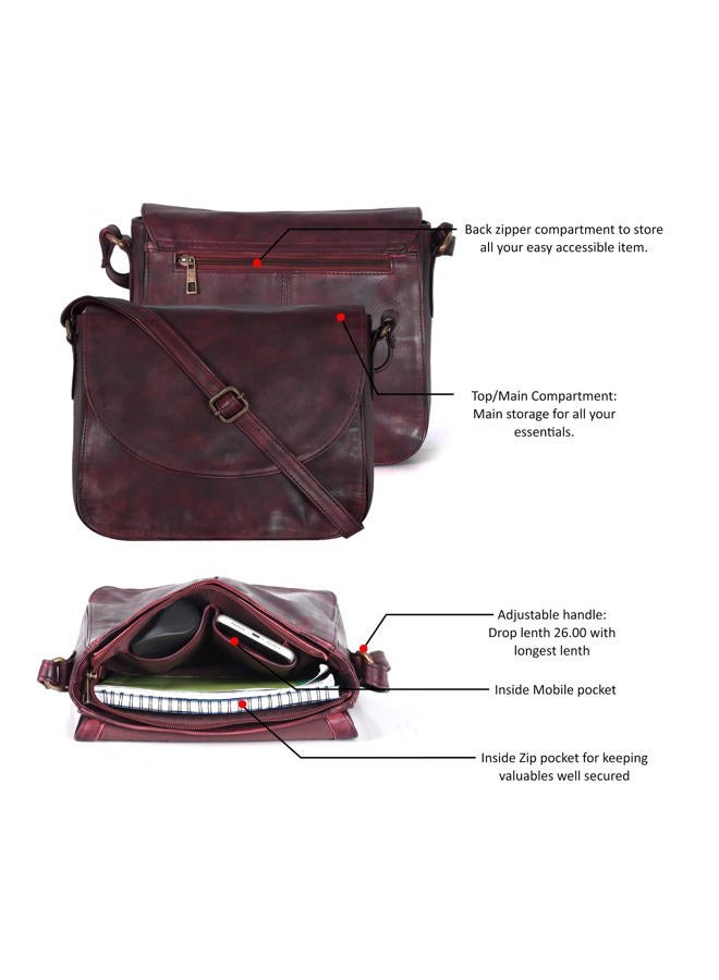 Ozora Vintage Genuine Leather Shoulder Crossbody Purse For Women with Adjustable Strap, Mobile Pocket & Inside Zipper, Bordeaux Wash, Medium - Image 4