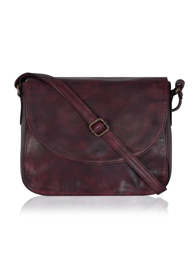 Ozora Vintage Genuine Leather Shoulder Crossbody Purse For Women with Adjustable Strap, Mobile Pocket & Inside Zipper, Bordeaux Wash, Medium - Image 1